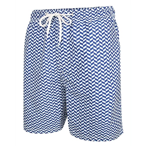 Bigdude Pattern Printed Swim Shorts Navy/White